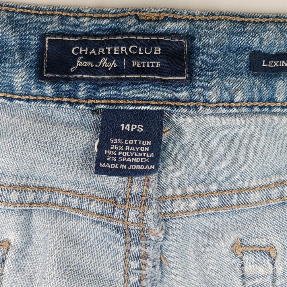 Charter Club Lexington Straight Jeans Womens 14PS Petite Blue Super Soft Denim - Picture 6 of 7